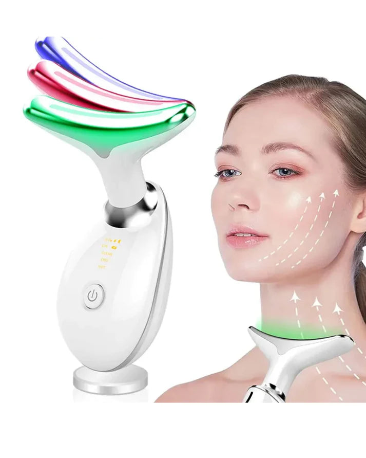 MicroGlow Anti Rides Thérapie par la lumière rouge pour le visage, 3 en 1 Masseur Portable Du Visage Double Réducteur De Menton Visage Minceur